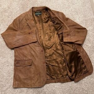80s Vintage Overland Genuine Leather Blazer | Brown | Size 44